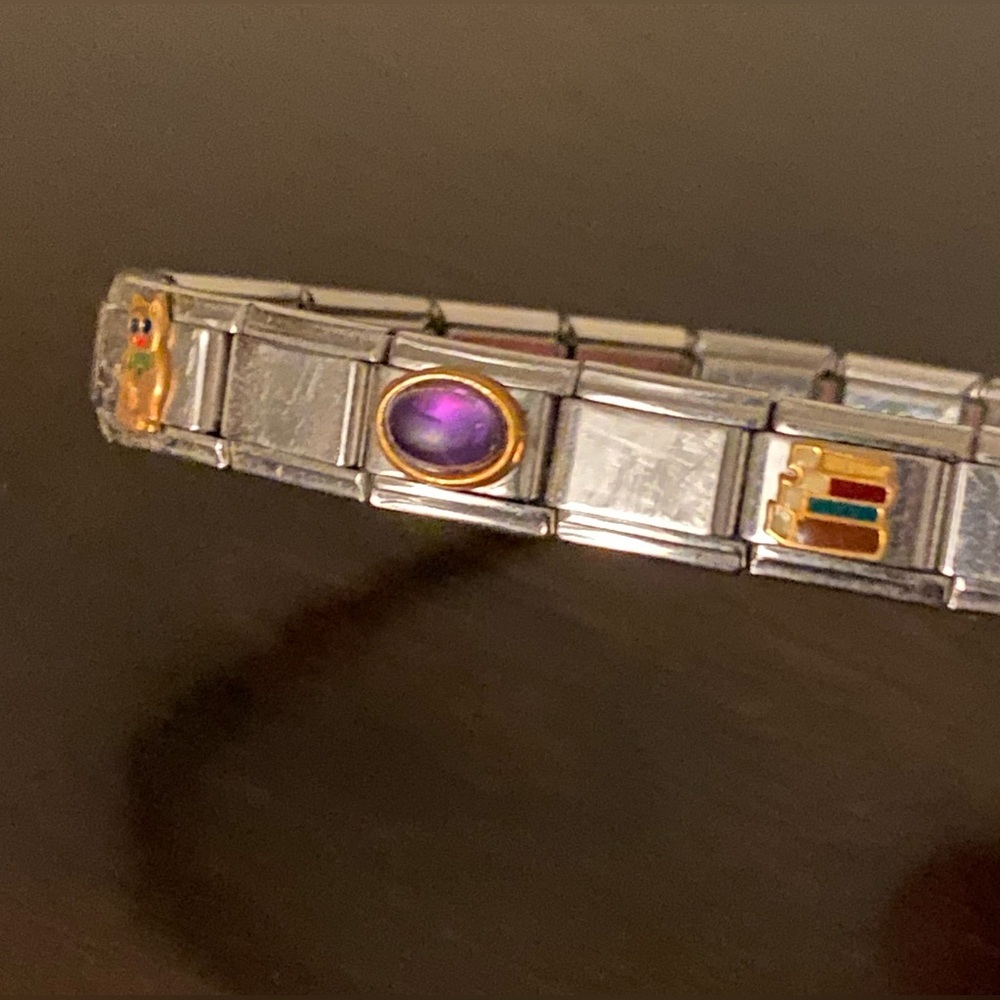 Vintage Manuel Zed Stainless Steel Link Charm Bracelet Italian Puzzle | Unisex - Picture 3 of 5